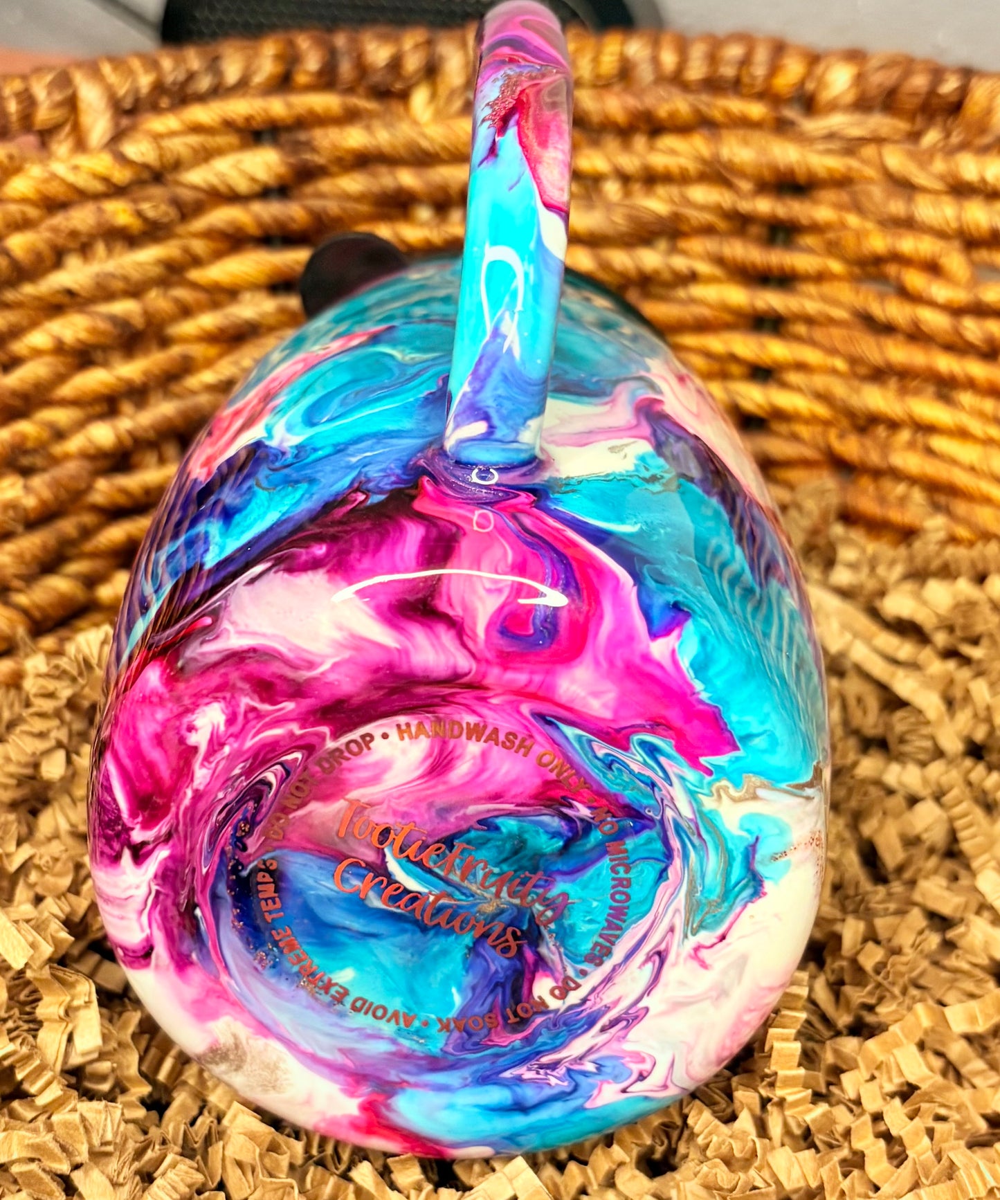 14oz Handcrafted Swirl Coffee Mug – Vibrant Marble Design