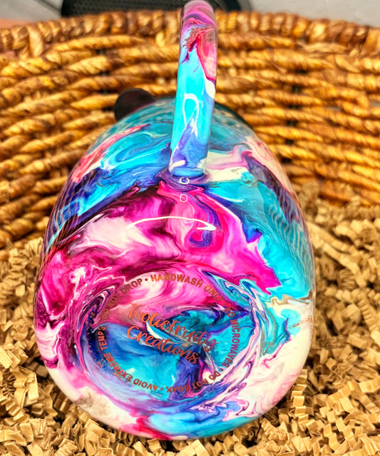 14oz Handcrafted Swirl Coffee Mug – Vibrant Marble Design