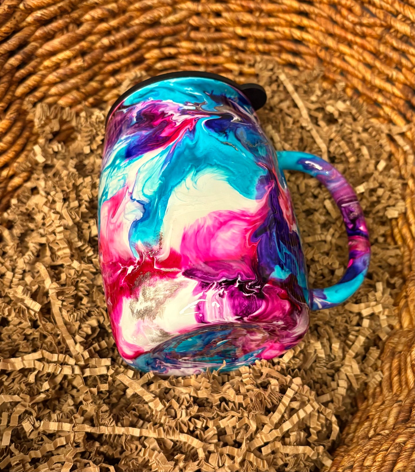 14oz Handcrafted Swirl Coffee Mug – Vibrant Marble Design