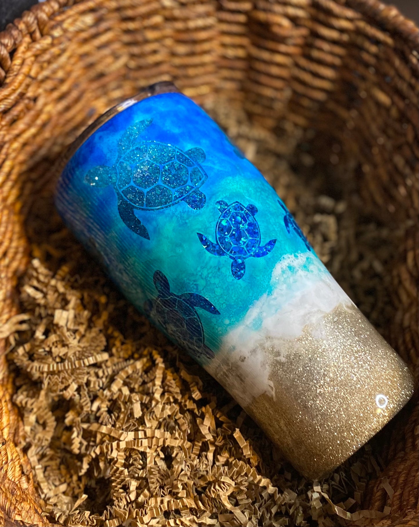 “Ocean Bliss 30oz Tumbler with Detachable Coaster Lid”