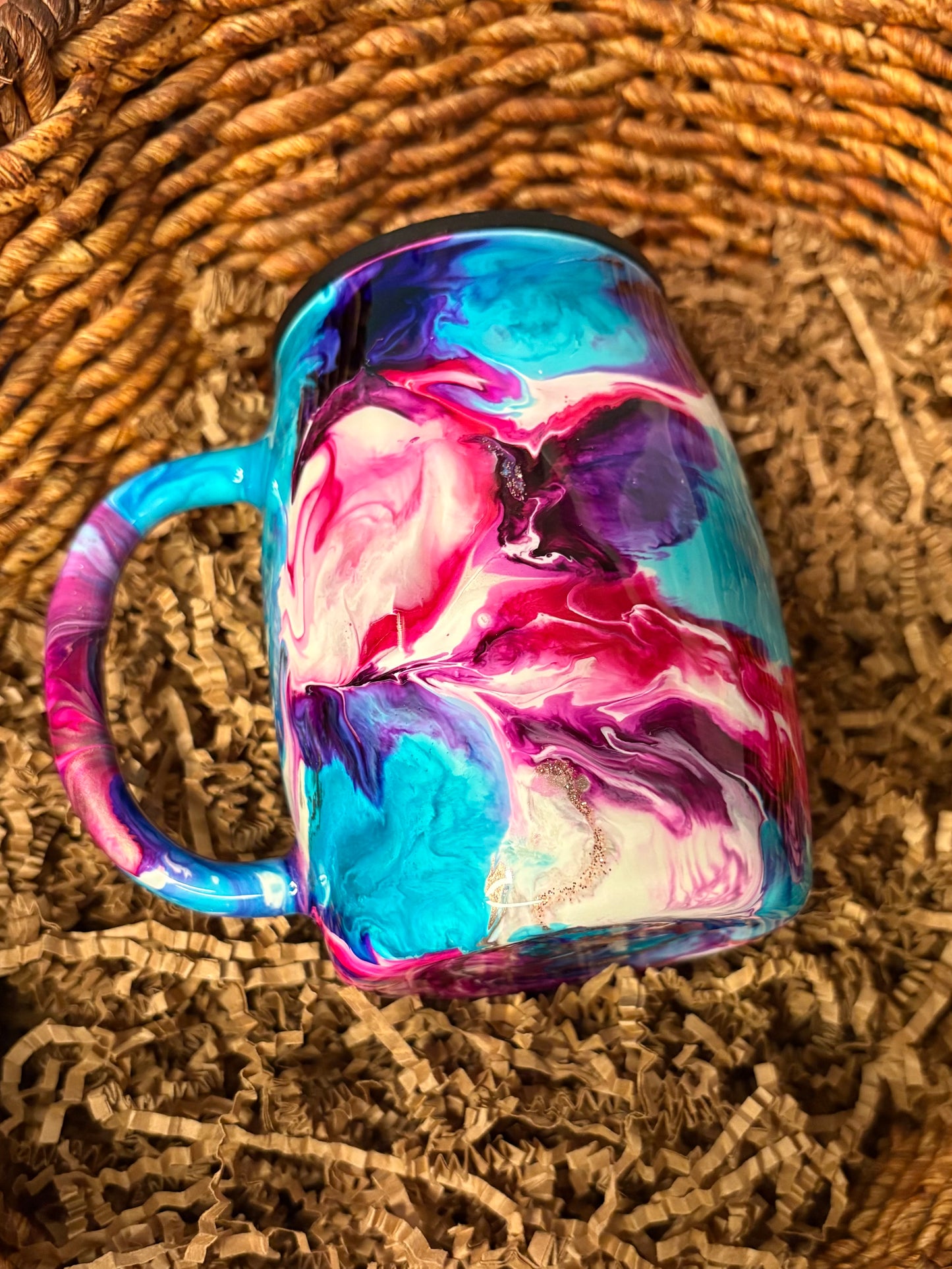 14oz Handcrafted Swirl Coffee Mug – Vibrant Marble Design