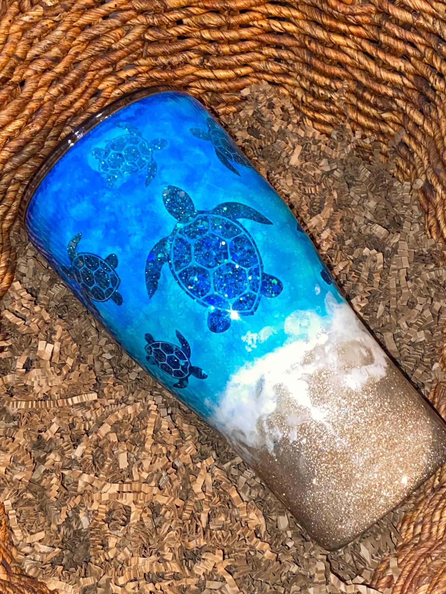 “Ocean Bliss 30oz Tumbler with Detachable Coaster Lid”