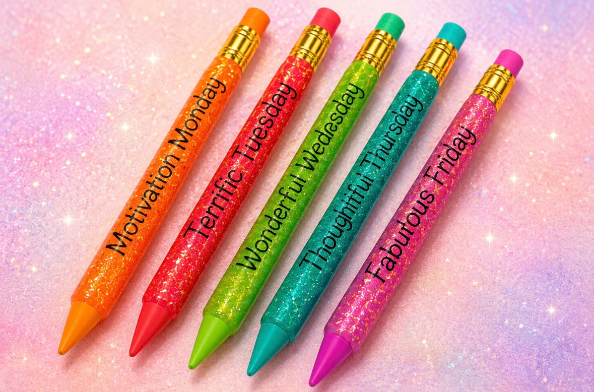 ✨ Weekday Glitter Mechanical Pencil Set ✨