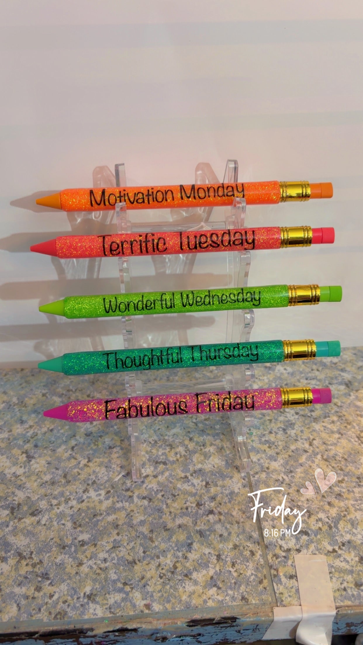 ✨ Weekday Glitter Mechanical Pencil Set ✨